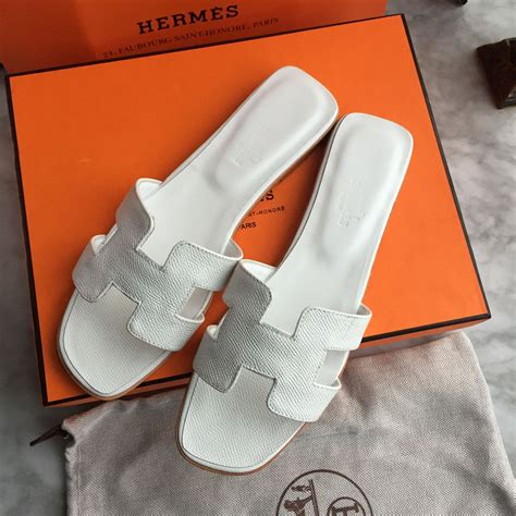 hermes schoenen wit|Hermes slippers for women.